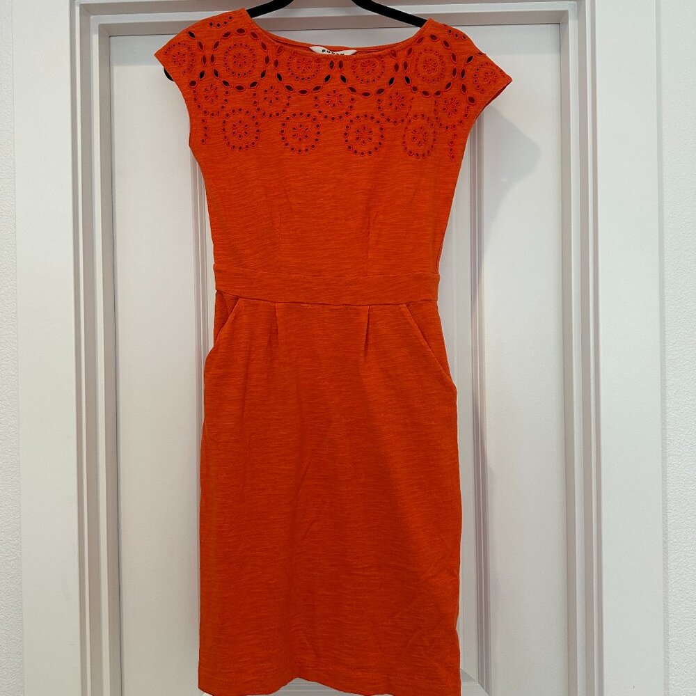 Boden Florrie Broderie Jersey Dress, Mandarin Orange--Size 2R